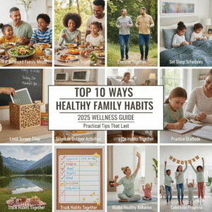 Healthy habits, nutrition, family health, wellness, activity, movement, family bonding, healthy family